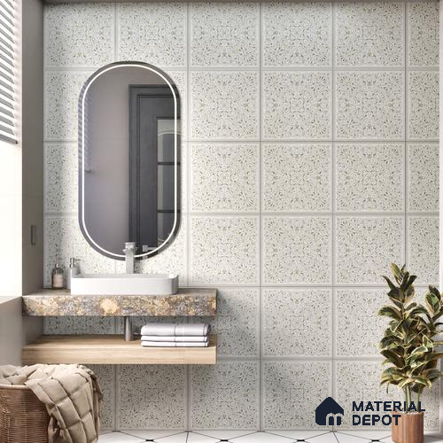 Moroccans Wall & Floor Tile TL 07247 C Olive Lace 1 ft x 1 ft Ceramic Matte Finish - 9 mm  | 2 mm Spacer is Mandatory | Suitable For Bathroom, Kitchen, Dining Area | Please Expect a Slight Variation of Pattern